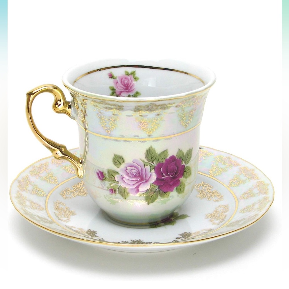 Euro Porcelain 12-Pc."Roses" Tea Cup and Saucer Coffee
Set (8 oz.),